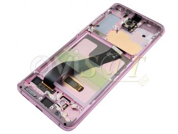 Pantalla service pack completa Dynamic AMOLED 2X con marco rosa "Cloud Pink" para Samsung Galaxy S20, SM-G980 / Galaxy S20 5G, SM-G981